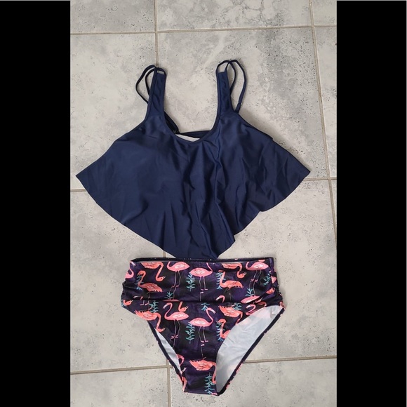 1 Small & 1 Medium HIGH NECK TWO PIECE BATHING SUITS TOP - Picture 3 of 4
